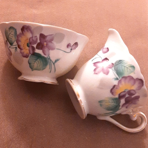 Occupied Japan hand painted cream & sugar - Picture 3 of 4